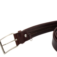 PRATENICE CINTURA UOMO 035-2 PELLE TESTA DI MORO ZIP PORTA-SOLDI