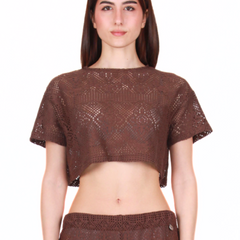 BERNA TOP MACRAME 253212-186 MARRONE