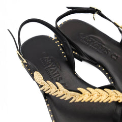 CARYATIS SANDALO 621609 NERO SPIGA ORO