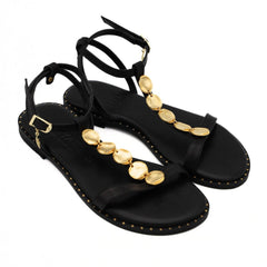 CARYATIS SANDALO 621707 NERO MEDAGLIE