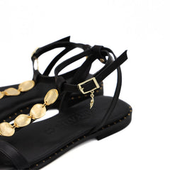 CARYATIS SANDALO 621707 NERO MEDAGLIE