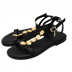 CARYATIS SANDALO 621707 NERO MEDAGLIE