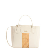 Borsa donna Alviero Martini Prima Classe bianca elegante in tessuto saffiano.