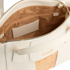 Borsa donna Alviero Martini Prima Classe bianca elegante in tessuto saffiano.