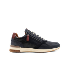 Sneakers Ambitious blu in pelle visione laterale.