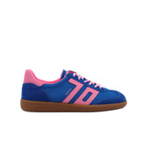 Sneakers Back 70 Ghost blu e rosa in tessuto satinato e pelle scamosciata