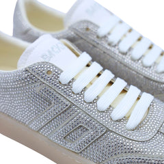 Sneakers BACK 70 Strass Smart in pelle argento con dettagli brillanti.