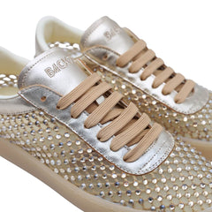 Sneaker Back 70 oro con strass dorati reticolari