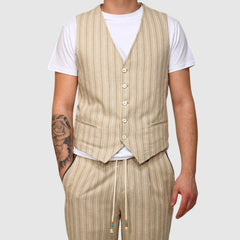BERNA GILET M26140730 BEIGE A RIGHE