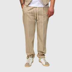 BERNA PANTALONI M26139830 BEIGE A RIGHE