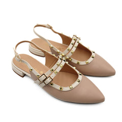 Ballerina donna nude in pelle elegante Bottega Lotti.