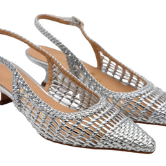 BOTTEGA LOTTI SLINGBACK 1971M056 INTRECCIO ARGENTO