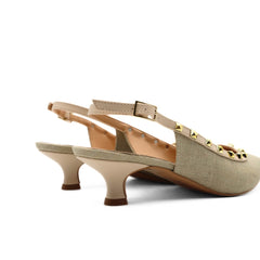 Slingback donna color sabbia in pelle elegante