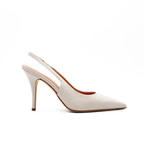 Slingback Chantal 1962 in pelle bianca vista laterale