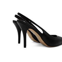 Slingback Chantal 1962 in pelle nera vista laterale
