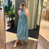 CROCHÈ ABITO CHEMISIER CR06433 CELESTE