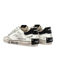 CRIME LONDON DISTRESSED SNEAKERS 11033 10 BIANCO GRAFFITI