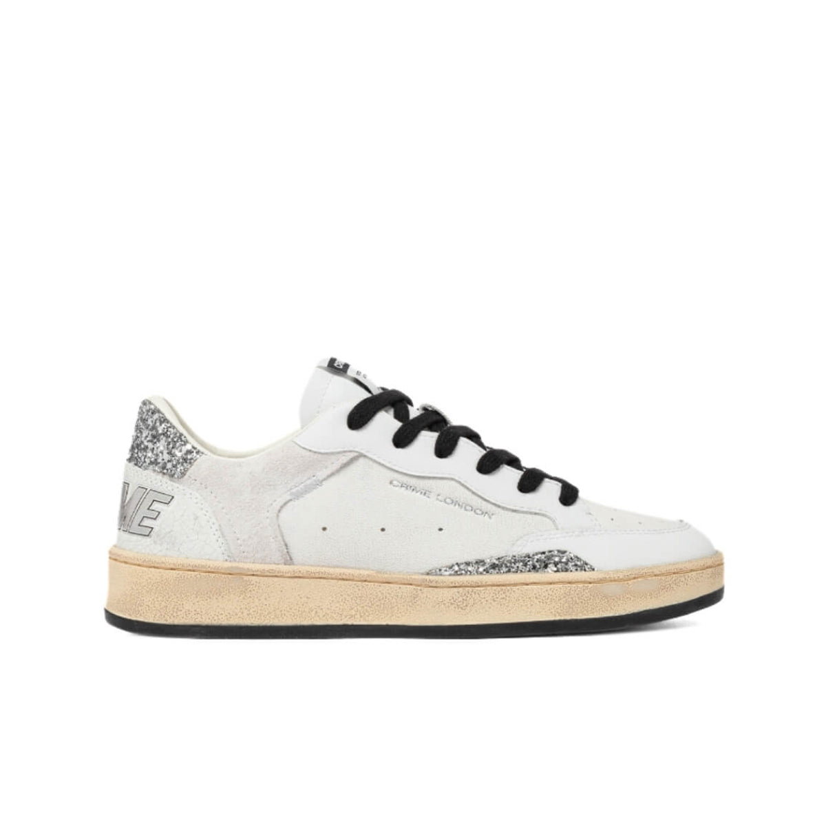 Sneaker Crime London Chelsea 21203 bianca con glitter argento