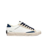 Sneakers Crime London Distressed bianco e blu in vera pelle