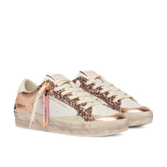 Sneaker Crime London SK8 Deluxe rosa glitter in pelle vera