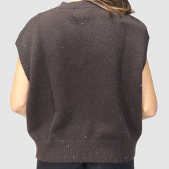 CROCHÈ GILET CR11439 MARRONE