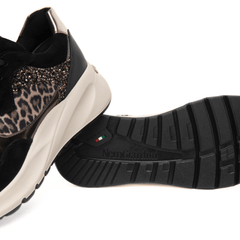 NERO GIARDINI SNEAKERS LEOPARDO E512864D 100 NERO