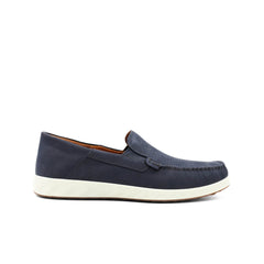 Mocassino ECCO S Lite Moc blu in pelle nubuck vista laterale