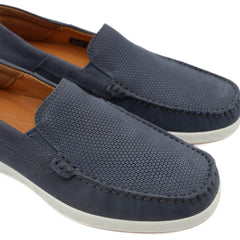 Mocassino ECCO S Lite Moc blu in pelle nubuck vista laterale
