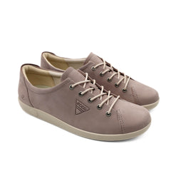 Sneakers ECCO Soft 2.0 taupe in pelle vista laterale.