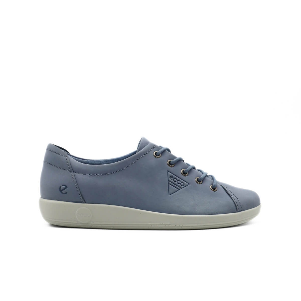 Vista laterale delle ECCO Soft 2.0 sneakers azzurre in pelle premium