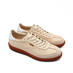 Sneakers ECCO Gruuv beige in pelle vista laterale.