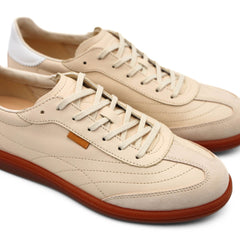 Sneakers ECCO Gruuv beige in pelle vista laterale.