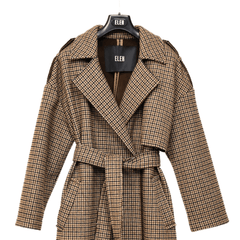 ELEH CAPPOTTO TARTAN EFW250228 MARRONE