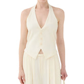 ELEH gilet donna panna con chiusura bottoni