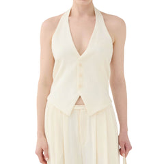 ELEH gilet donna panna con chiusura bottoni