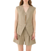 Gilet puro lino di colore tortora ELEH