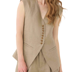 Gilet puro lino di colore tortora ELEH