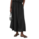 Maxi gonna di ELEH nero con stampa tono su tono con tasche laterali