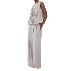 Pantalone palazzo ELEH SS260269 grigio argento elegante con tasche