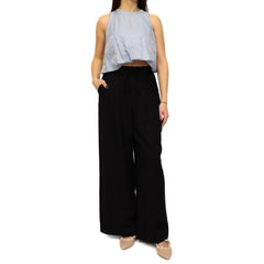 Pantalone ELEH SS260033 Nero elegante in tessuto fluido