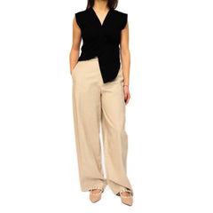 Pantalone beige ELEH elegante in tessuto fluido