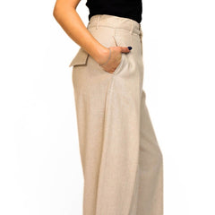 Pantalone beige ELEH elegante in tessuto fluido