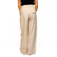 Pantalone beige ELEH elegante in tessuto fluido