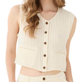 Top gilet donna ELEH SS260154 bianco panna elegante gessato