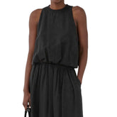 Top nero ELEH arricciato sul fondo