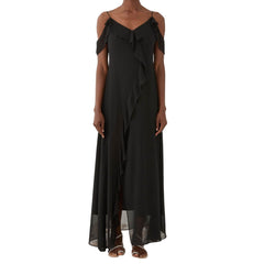 Abito nero elegante Eleh lungo su sfondo neutro