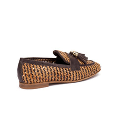 Mocassino Frau in pelle beige con nappine decorative