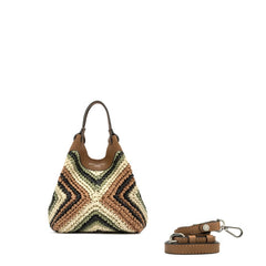GIANNI CHIARINI BORSA DUA MINI BS12188 RAFFIA CUOIO