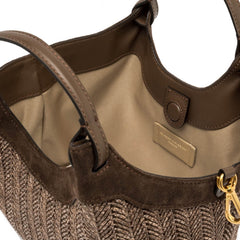 Dettaglio Borsa Gianni Chiarini Dua in paglia intrecciata colore choco