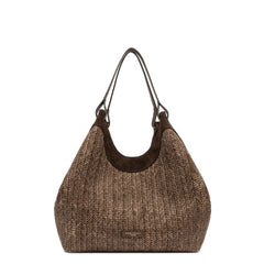 Borsa Gianni Chiarini Dua BS12340 Choco in paglia intrecciata colore marrone.